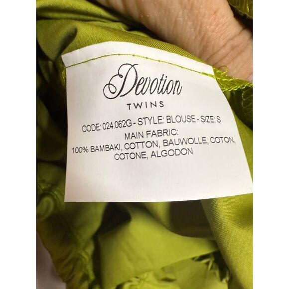NWT Devotion Twins Ianthi Top in Dark Lime Sz. S - Picture 6 of 7